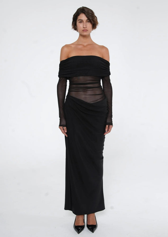 Yasmin Off-Shoulder Maxi Dress in Black