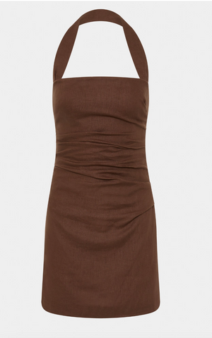 Noemi Halter Mini Dress (Chocolate)