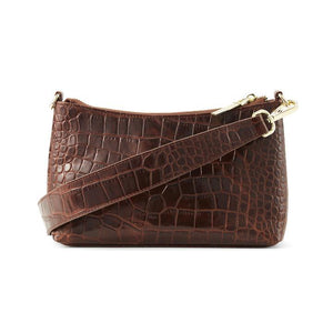 The Christy Brown Croc Leather Bag Accessories Nakedvice 